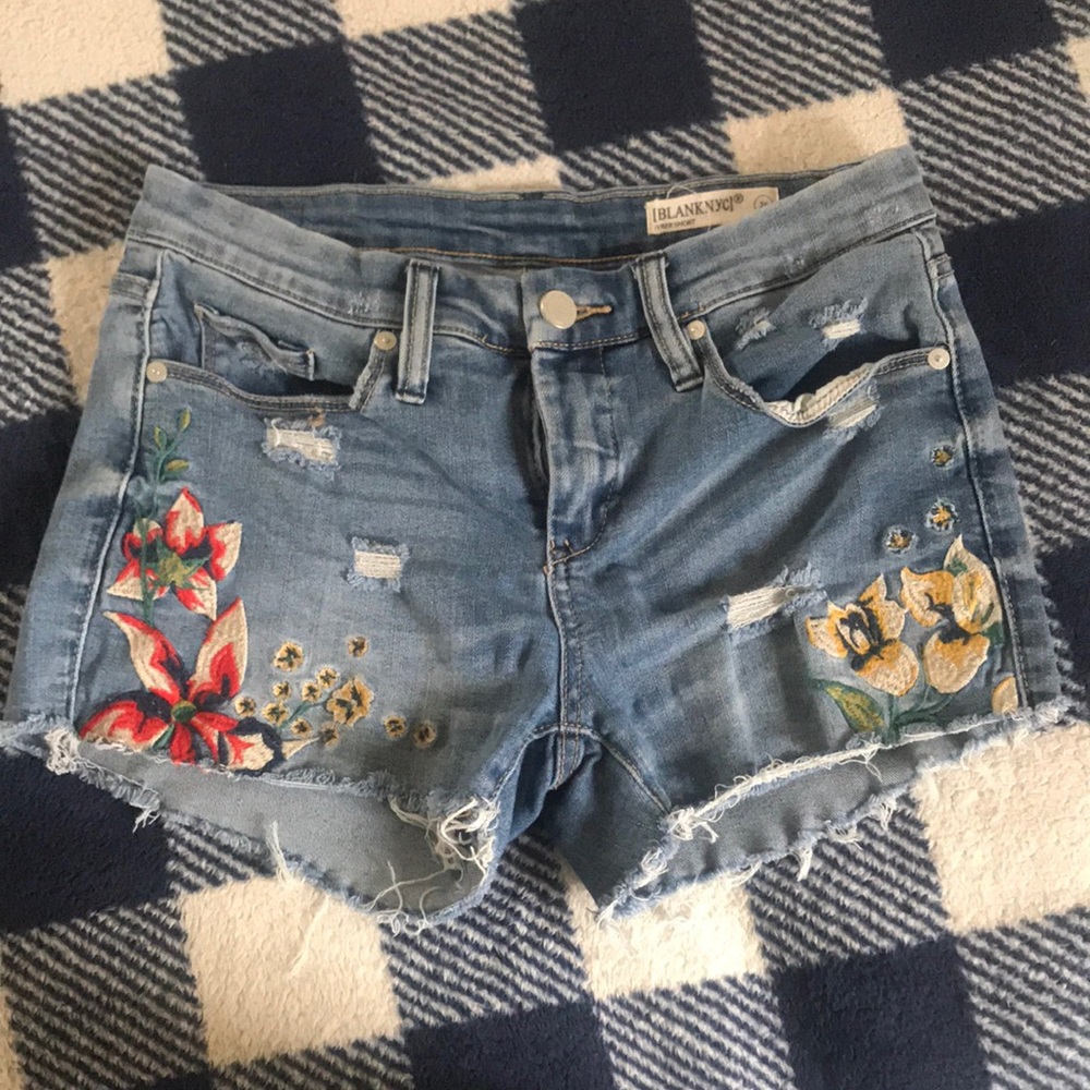 Embroidered jean shorts
